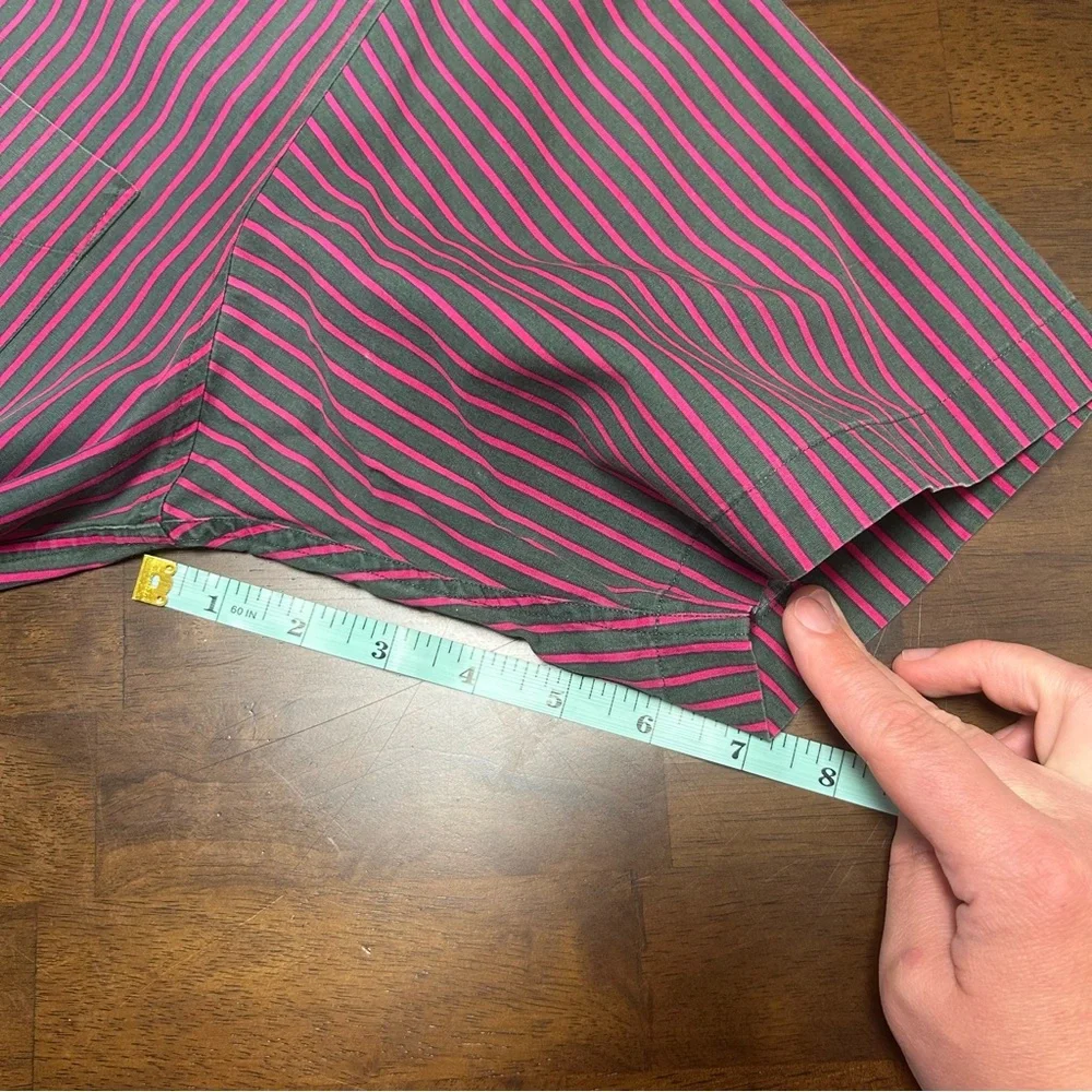 J. Crew Always Striped Short Sleeve Button down Shirt in Pink Green Men’s Size M